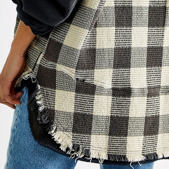 Free People / We The Free North Shore Sm Green Pink Plaid Buttondown Shirt - Picture 5 of 5